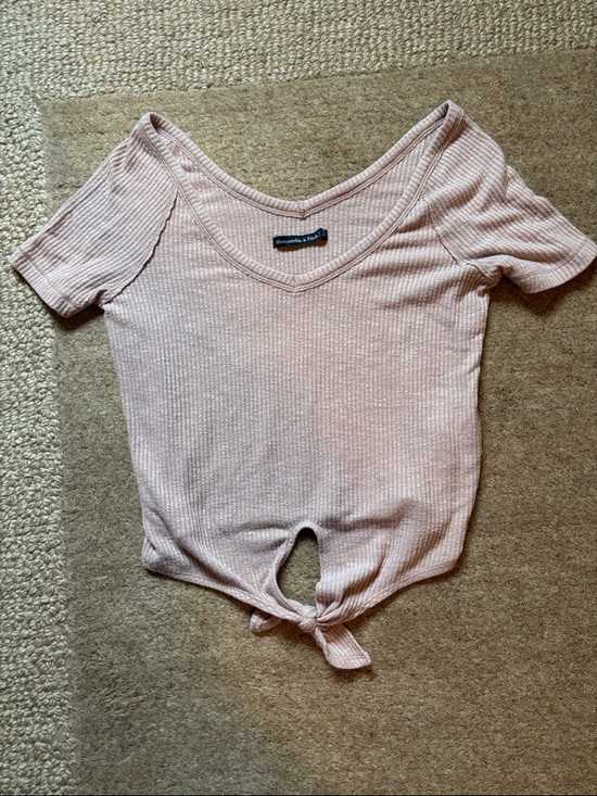 Abercrombie & Fitch Tops - Abercrombie & Fitch Ribbed V-Neck Tie-Front Top